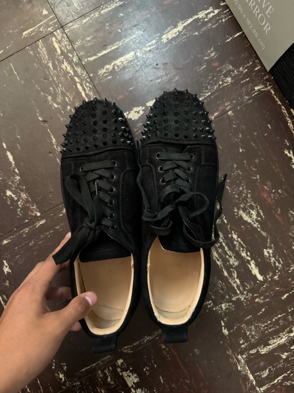 Aris Black Suede Lace-Up Sneakers with Toe Studs